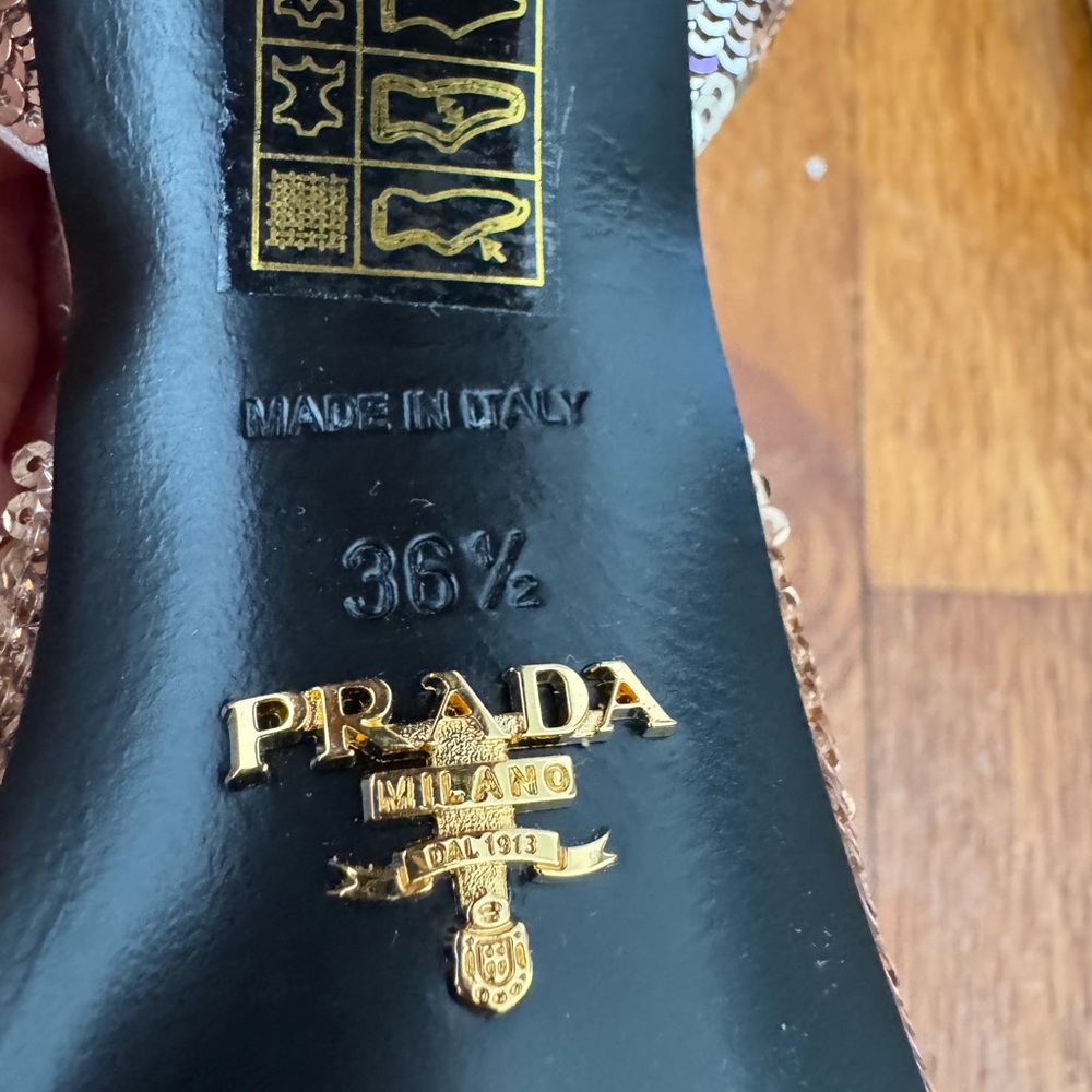 Prada Rose Gold Sequin Embellished Footwear - Picture 3 of 3